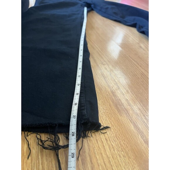 Zara Black High Waist Raw Hem Wide Leg Jeans Size 4 - Picture 8 of 8